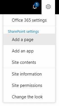 Adding a new page using the settings menu